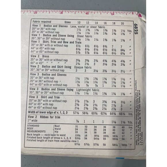 Simplicity 6825 Pattern Size 10 Misses Wedding Dress Bridesmaid Train Gown CUT - Picture 5 of 6